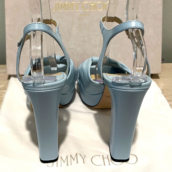 Jimmy Choo Womens Ice Blue Nappa Leather Platform Sandals Size 40.5 Ital… - Picture 4 of 16